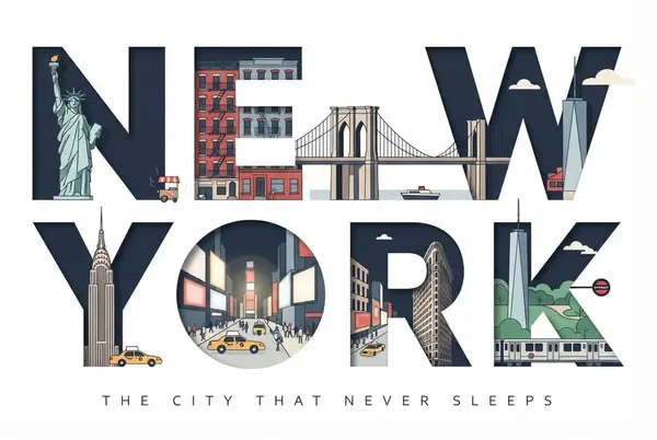 New York Typographic Travel Poster — image 1