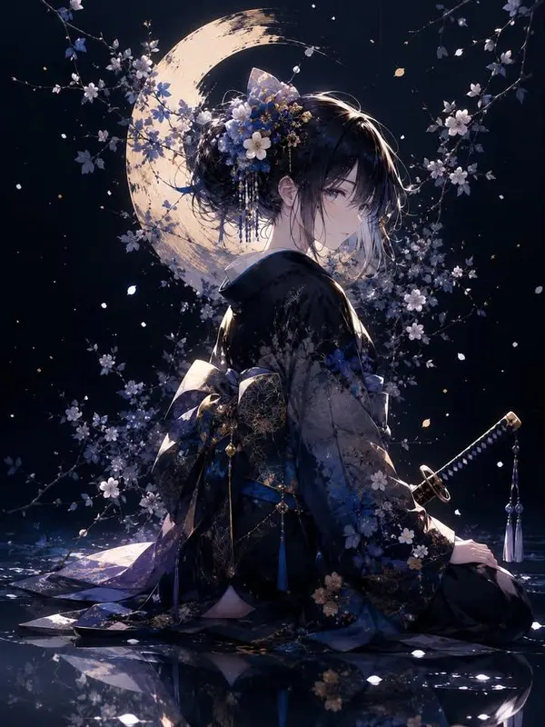 Moonlit Samurai in Reflection — image 4