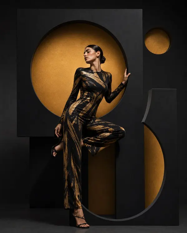 Fashion Editorial with Geometric Panels — image 3