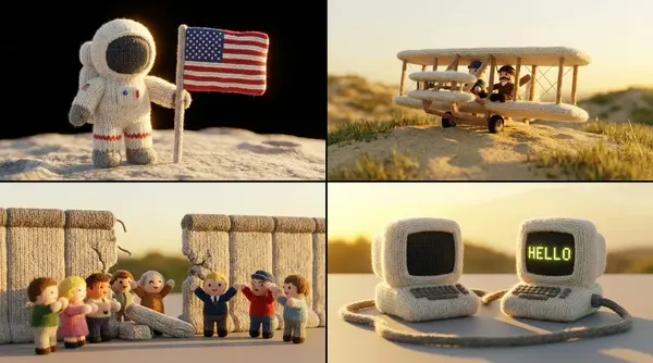 Amigurumi plushies celebrate human achievements