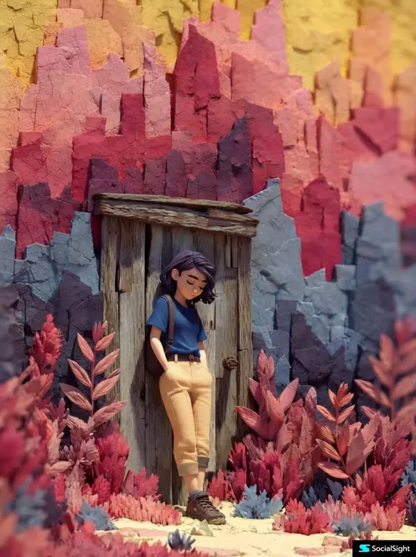 Pixar-Style Girl in Pastel Canyon Scene — image 1