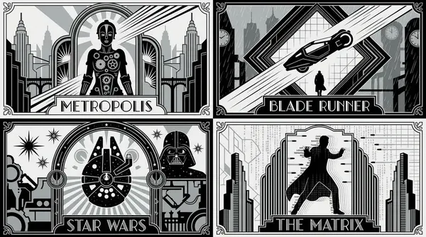 Sci-Fi Posters: Art Deco Hybrid Style