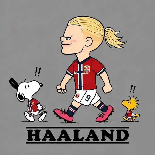 Haaland in Peanuts style with Snoopy