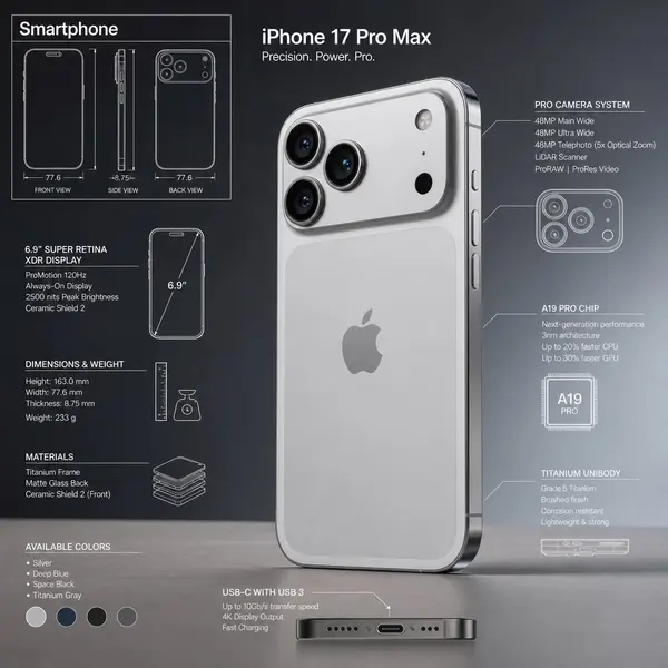 iPhone 17 Pro Max Technical Infographic — image 1