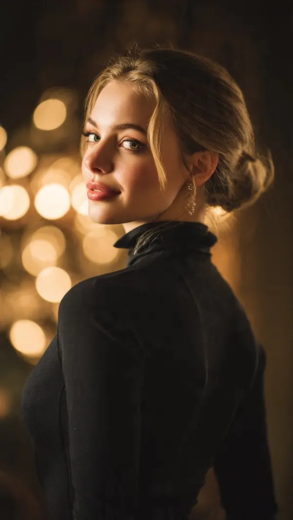 Elegant Portrait with Chandelier Glow — image 2