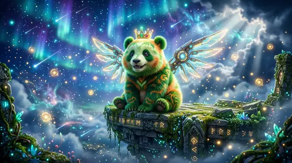 Cybernetic Red Panda on Floating Ruin — image 2