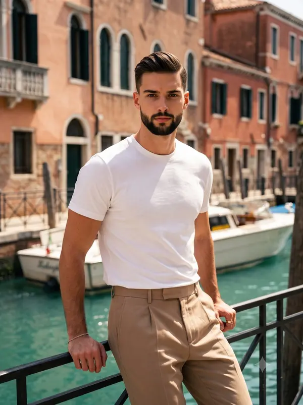 Man in Venice Canal Portrait