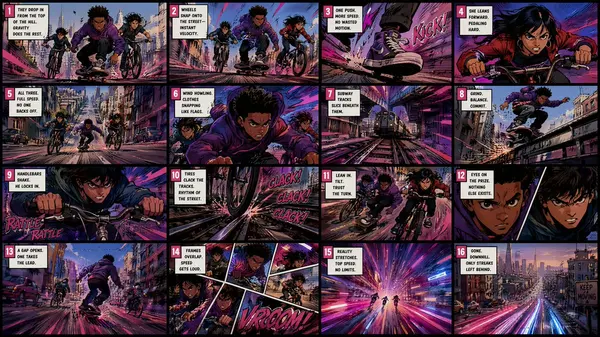 Spider-Verse City Race Comic Storyboard