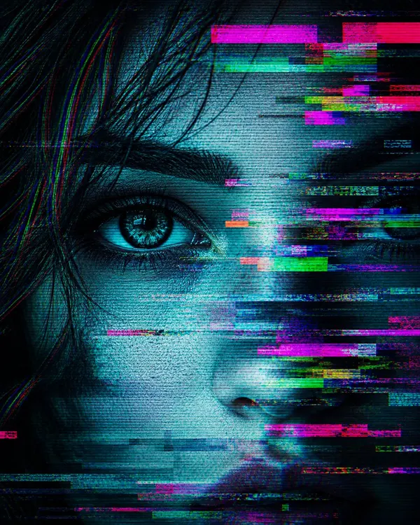 Glitch Art Portrait with Neon Error — image 2