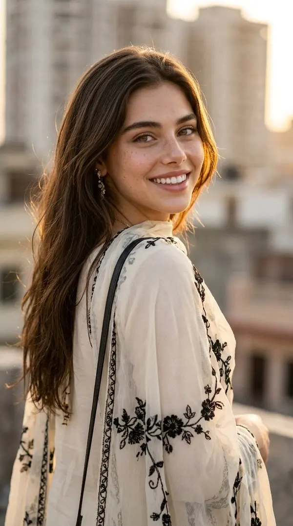 Golden Hour Portrait with Traditional Dupatta