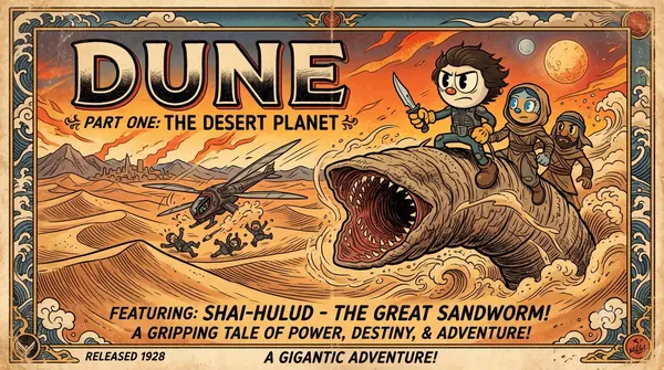 Dune in 1920s Vintage Cartoon Style — image 1