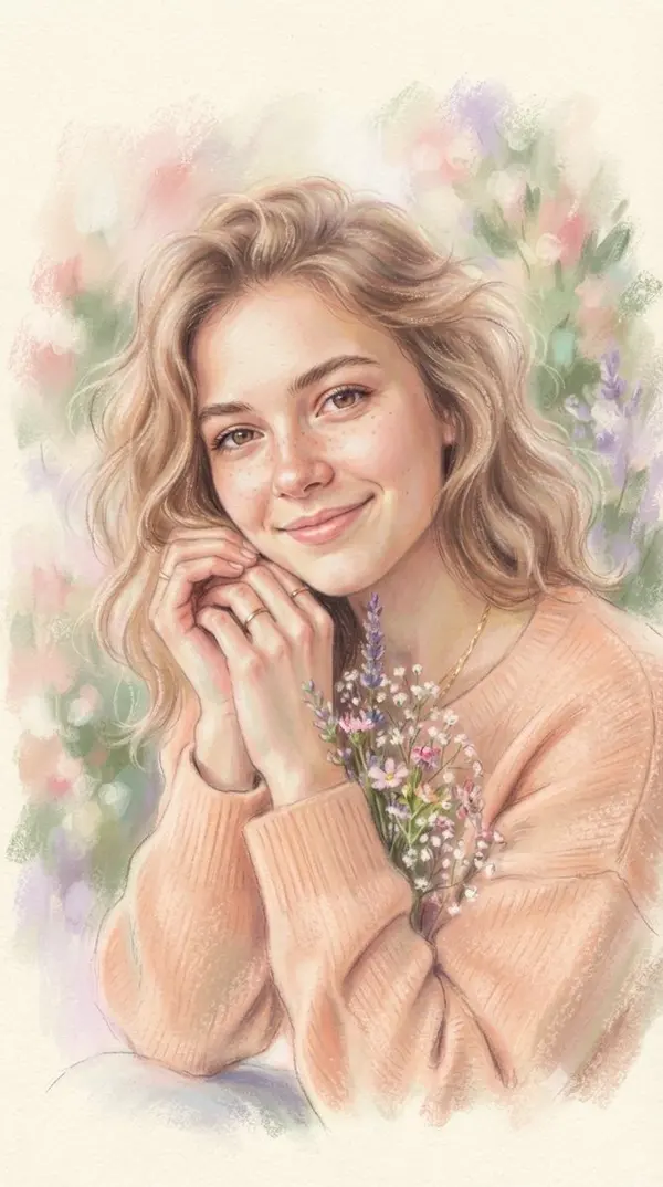 Gentle Portrait in Soft Pastels