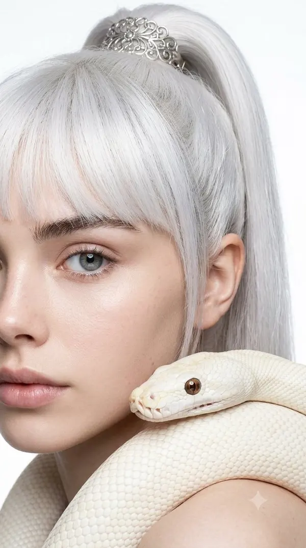 White-haired beauty with serpent companion