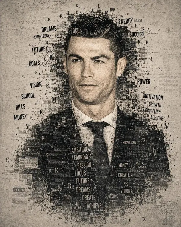 Typographic Portrait of Football Legend — image 1