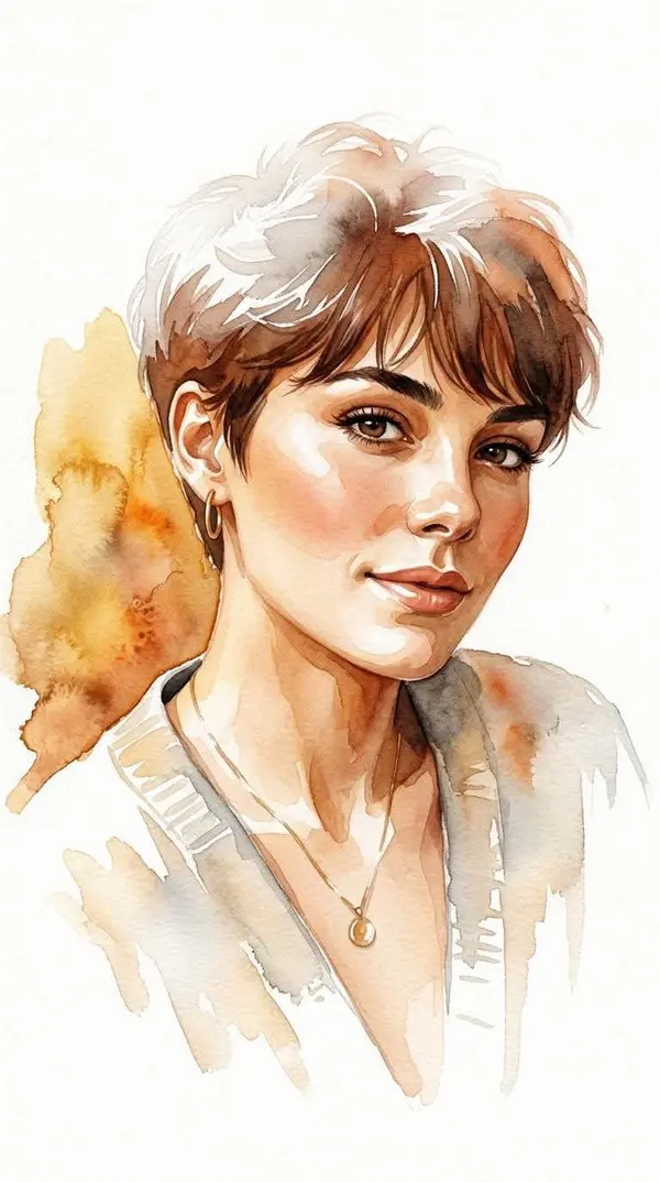Watercolor Portrait with Warm Ochre Wash — image 1
