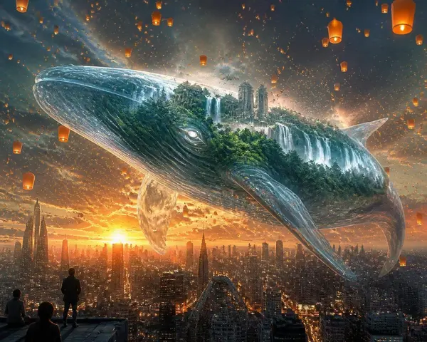Crystal Sky Whale Above Futuristic City — image 2