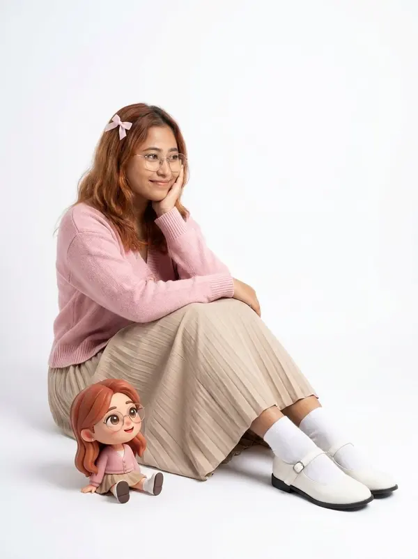 Studio Portrait with Chibi Doll Companion — image 1