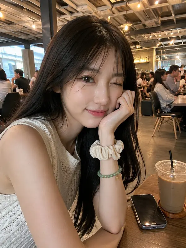 Café Portrait: Candid Mobile Moment — image 1