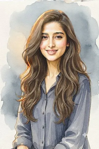 Portrait with Wavy Brown Hair and Smile — image 2