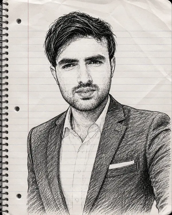 Notebook Paper Portrait Sketch