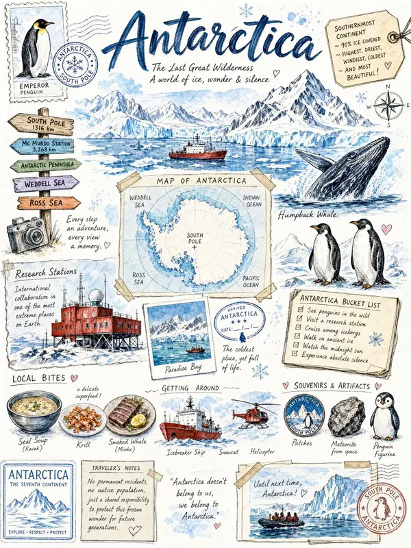 Antarctica Travel Journal Illustration