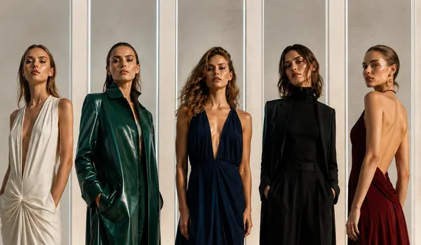 Five Models Behind Glass in Luxury Space