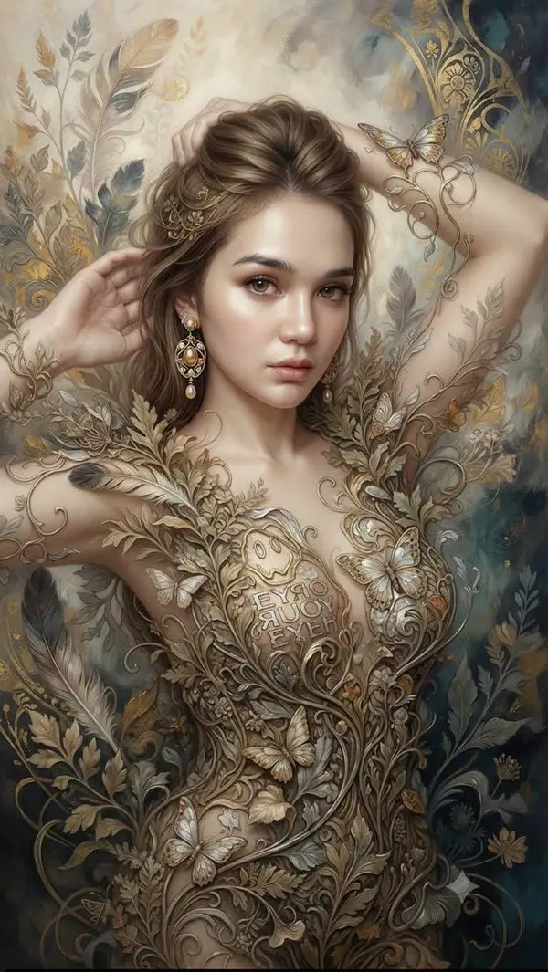 Fantasy Realism Portrait with Art Nouveau Elements — image 2