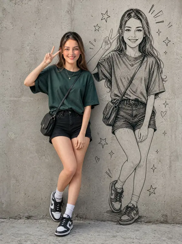 Girl with Manga Self Portrait