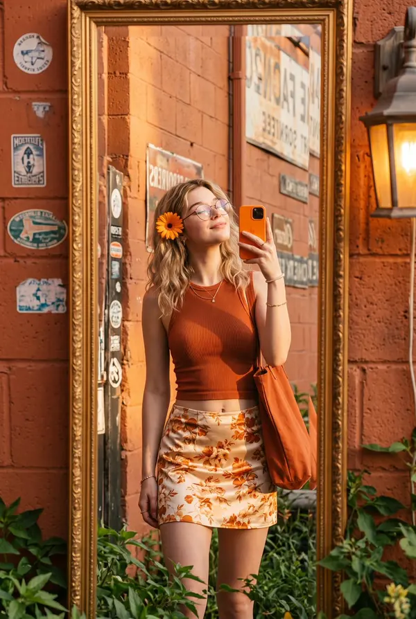 Mirror Selfie Golden Hour Aesthetic — image 2