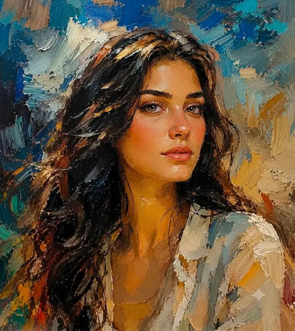 Oil Painting Portrait with Impasto Texture — image 1