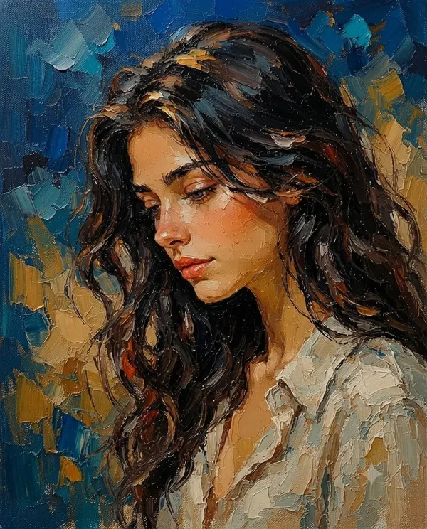 Oil Painting Portrait with Impasto Texture — image 2