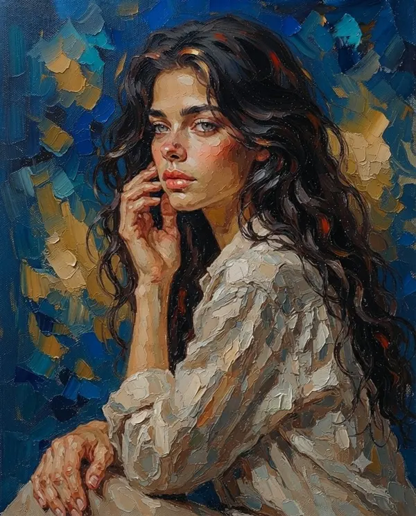 Oil Painting Portrait with Impasto Texture — image 4