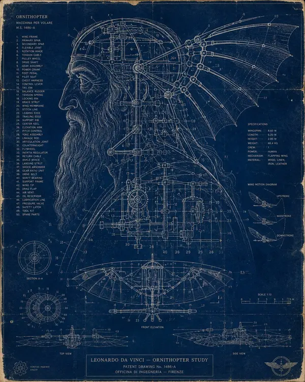 Leonardo da Vinci Ornithopter Blueprint — image 1
