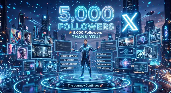 5,000 Followers Celebration, Cyberpunk Digital Creator