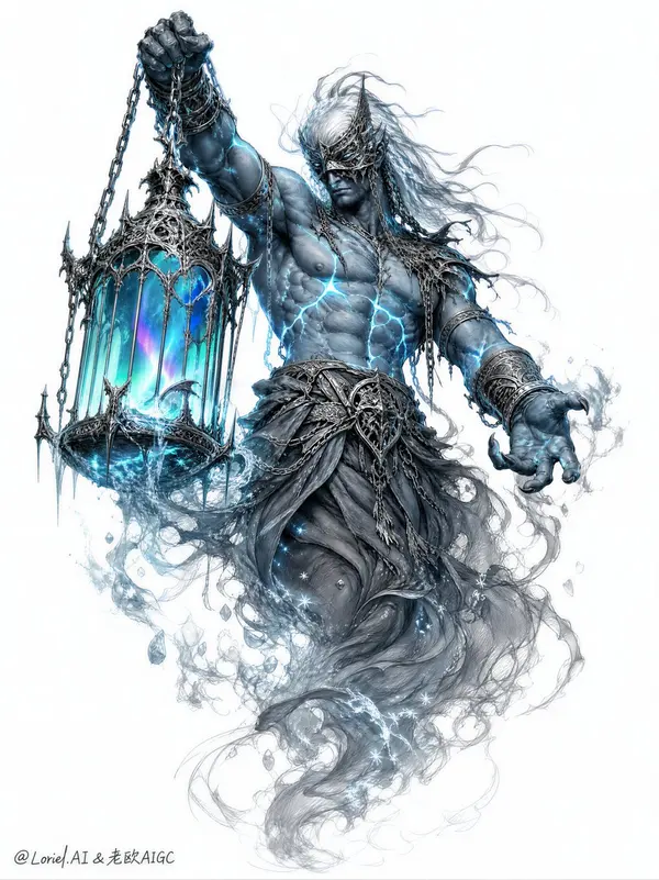 Amber-Bound Eidolon: Graphite & Digital Fusion — image 1