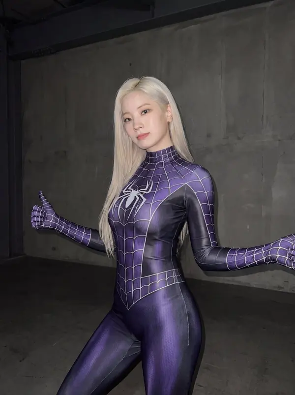 Spider-suit cosplay portrait, low-angle smartphone photo — image 2