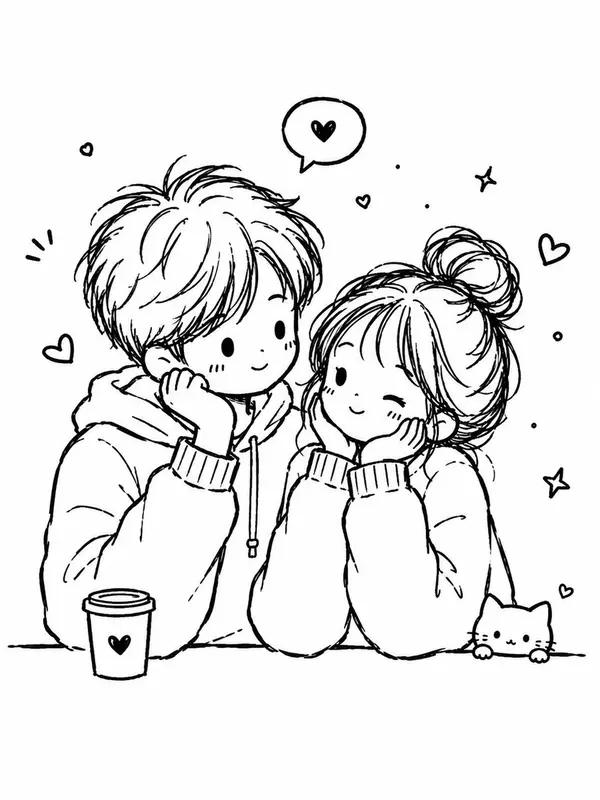 Minimalist hand-drawn couple doodle — image 2