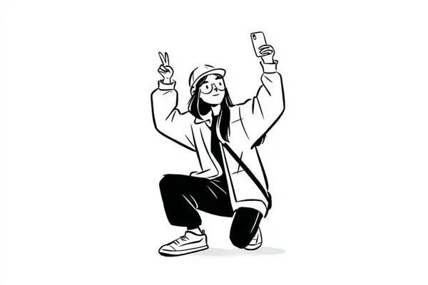 Minimalist Editorial Character with Phone — image 1