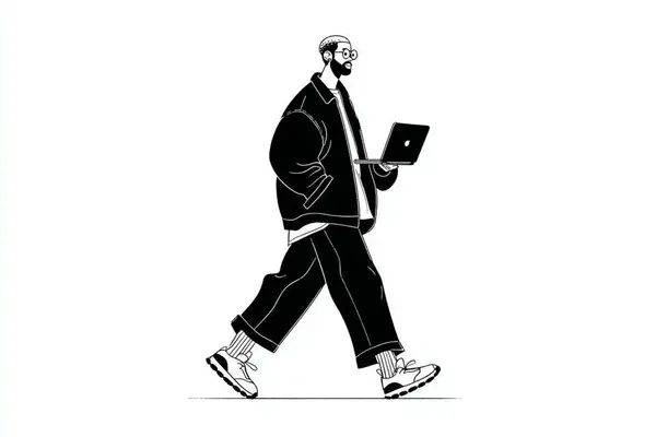 Minimalist Editorial Character with Phone — image 3
