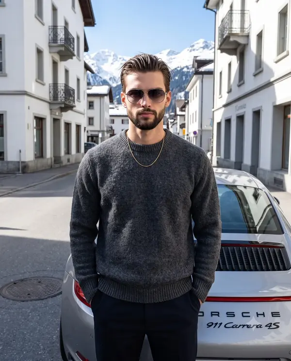 Alpine Luxury: Porsche and Model Portrait