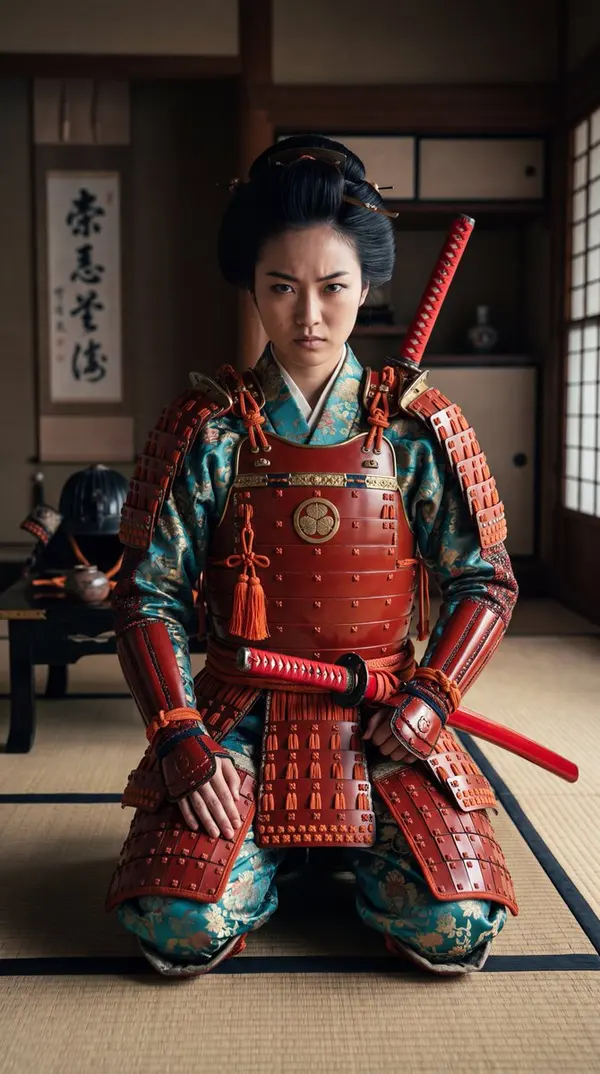Samurai Woman in Red Lacquered Armor — image 4