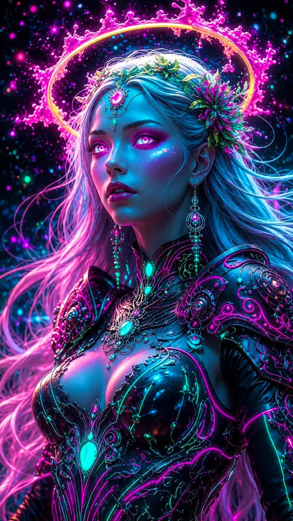 Luminous Cyber-Fantasy Goddess Portrait