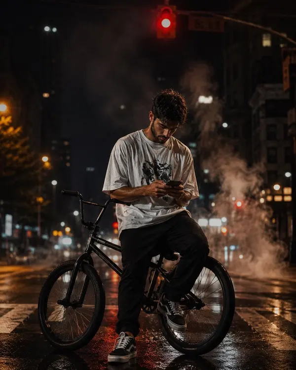 Urban Night: Cyclist in the City