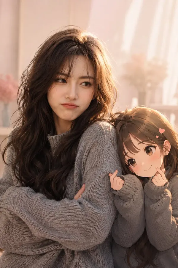 Photorealistic Portrait with Anime Companion