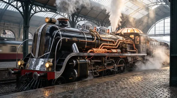 Retro-futuristic steam locomotive — image 1