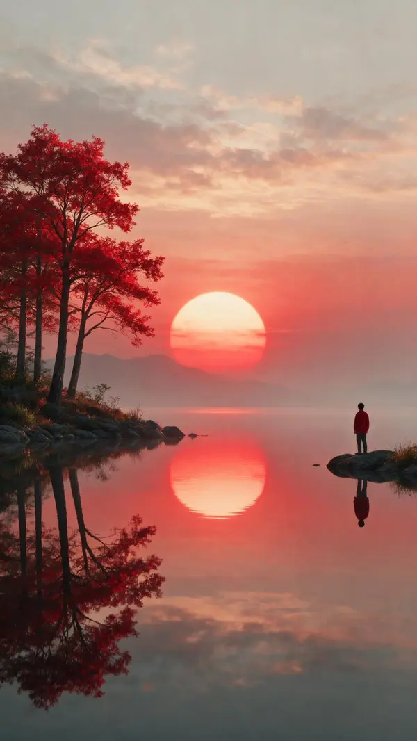 Solitary Figure at Sunset — image 1