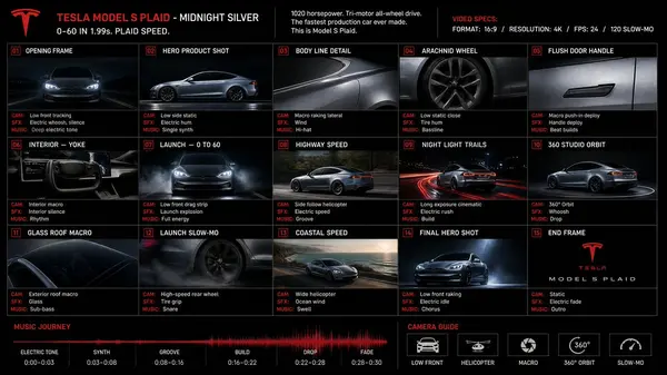 Tesla Model S Plaid Storyboard