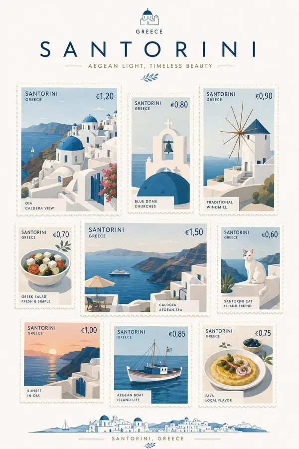 Santorini Commemorative Stamp Sheet — image 1