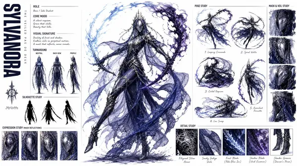 Silver Veil Character Design Sheet