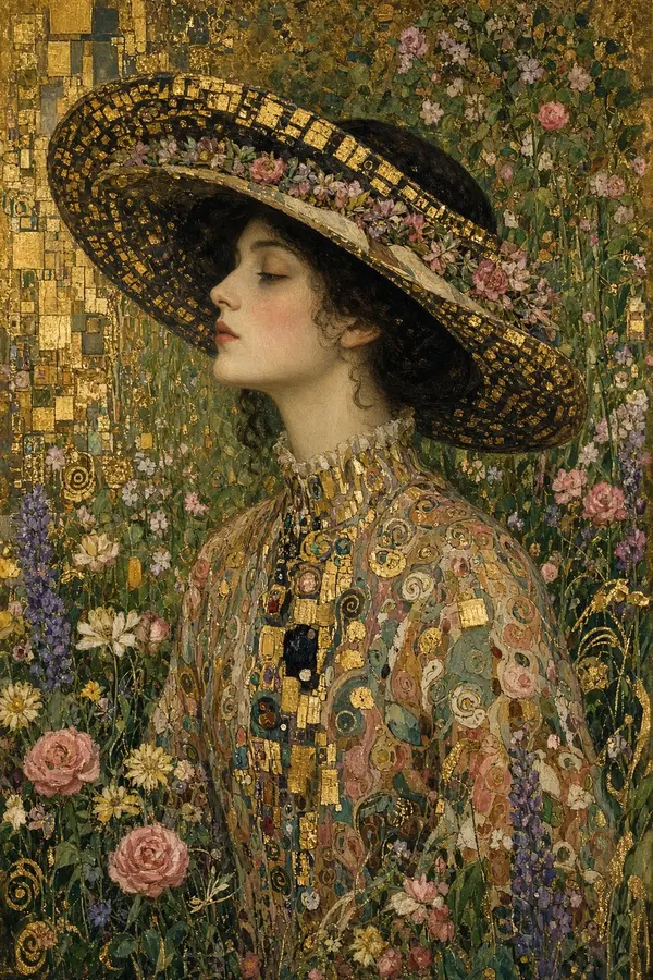 Klimt Woman in a Summer Garden — image 1
